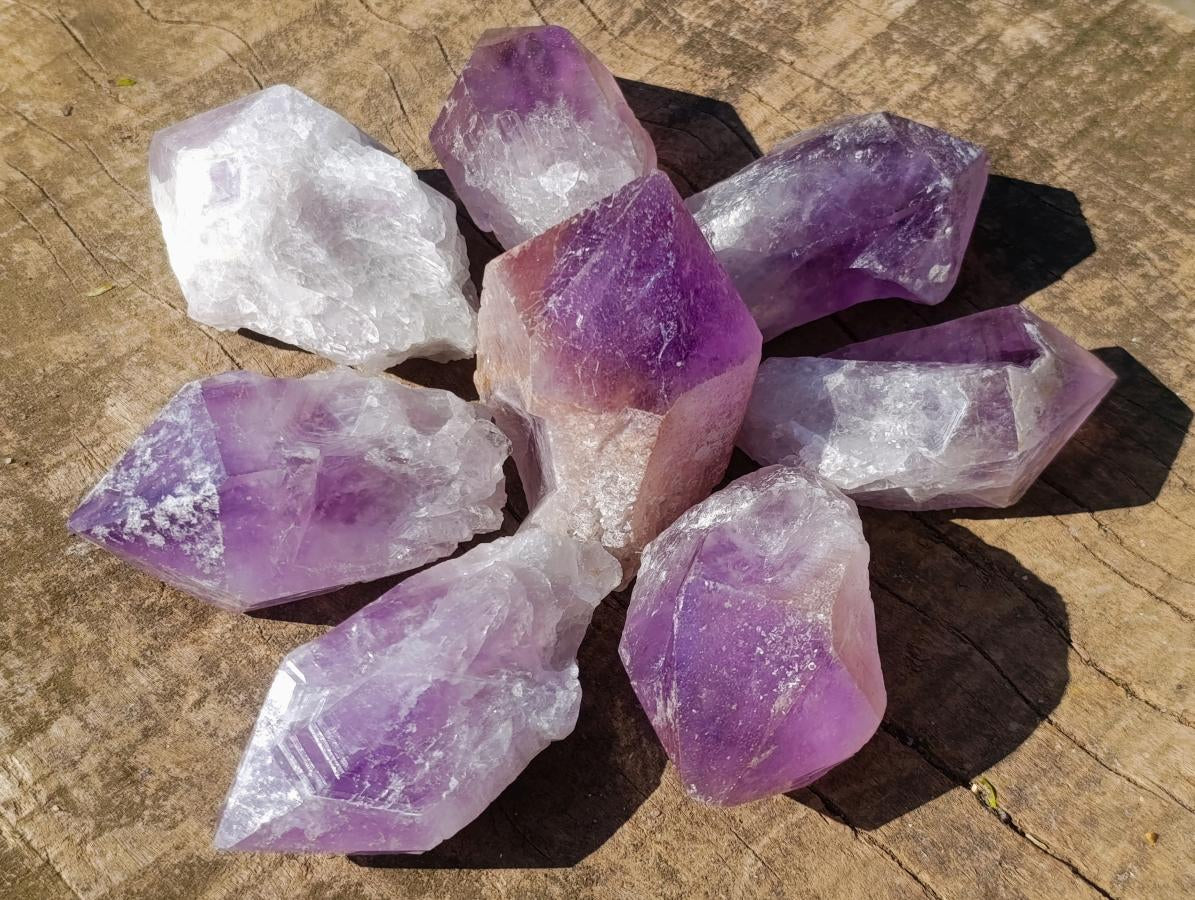 Natural Jacaranda Amethyst Single Crystals x 12 From Mumbwa, Zambia - Toprock Gemstones and Minerals 