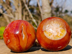 Polished and Natural Carnelian Agate Gemstone Spheres x 7 From Madagascar - Toprock Gemstones and Minerals 