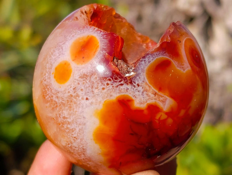 Polished and Natural Carnelian Agate Gemstone Spheres x 7 From Madagascar - Toprock Gemstones and Minerals 