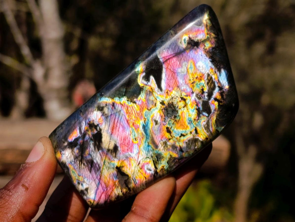 Polished Spectrolite Labradorite Standing Display Pieces x 6 From Madagascar - Toprock Gemstones and Minerals 