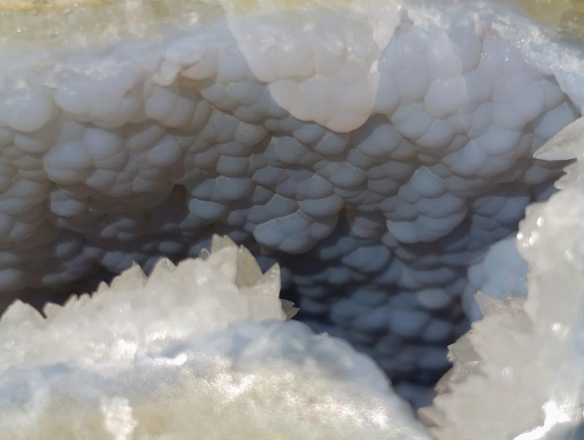 Polished Blue Lace Agate Standing Display Pieces with Dogtooth Calcite x 2 From Nsanje, Malawi - Toprock Gemstones and Minerals 
