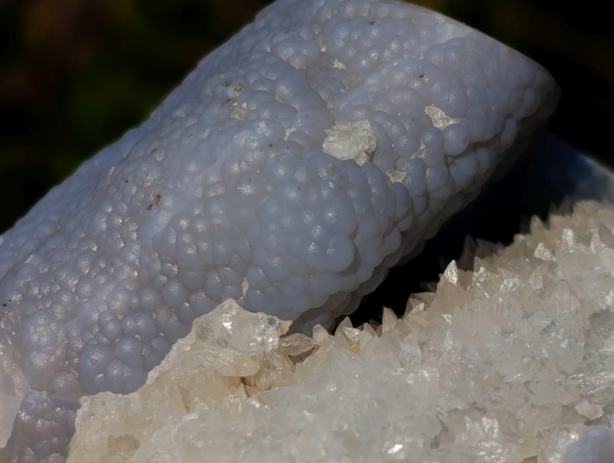 Polished Blue Lace Agate Standing Display Pieces with Dogtooth Calcite x 2 From Nsanje, Malawi - Toprock Gemstones and Minerals 