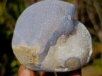 Polished Blue Lace Agate Standing Display Pieces with Dogtooth Calcite x 2 From Nsanje, Malawi - Toprock Gemstones and Minerals 