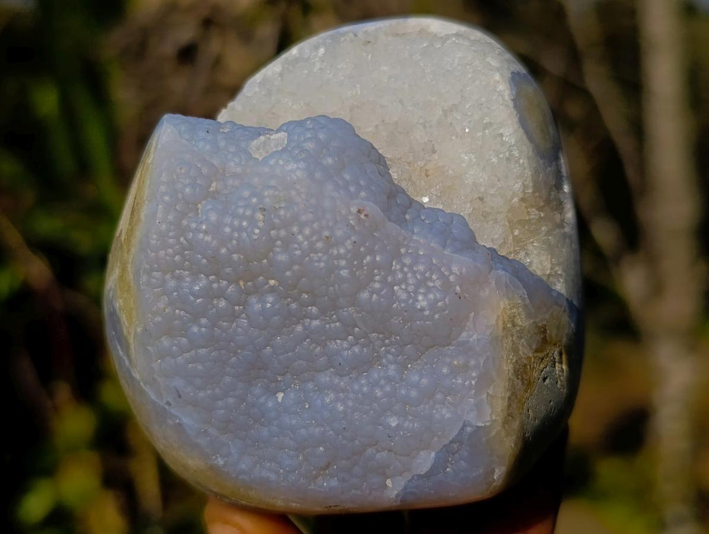 Polished Blue Lace Agate Standing Display Pieces with Dogtooth Calcite x 2 From Nsanje, Malawi - Toprock Gemstones and Minerals 