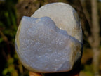 Polished Blue Lace Agate Standing Display Pieces with Dogtooth Calcite x 2 From Nsanje, Malawi - Toprock Gemstones and Minerals 