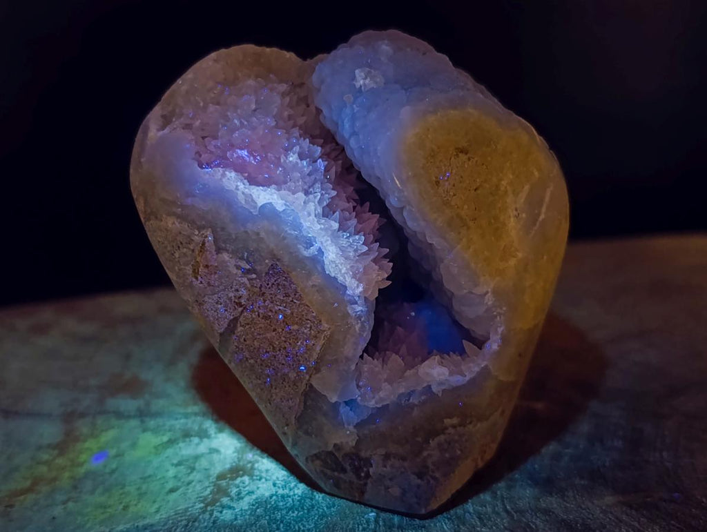 Polished Blue Lace Agate Standing Display Pieces with Dogtooth Calcite x 2 From Nsanje, Malawi - Toprock Gemstones and Minerals 