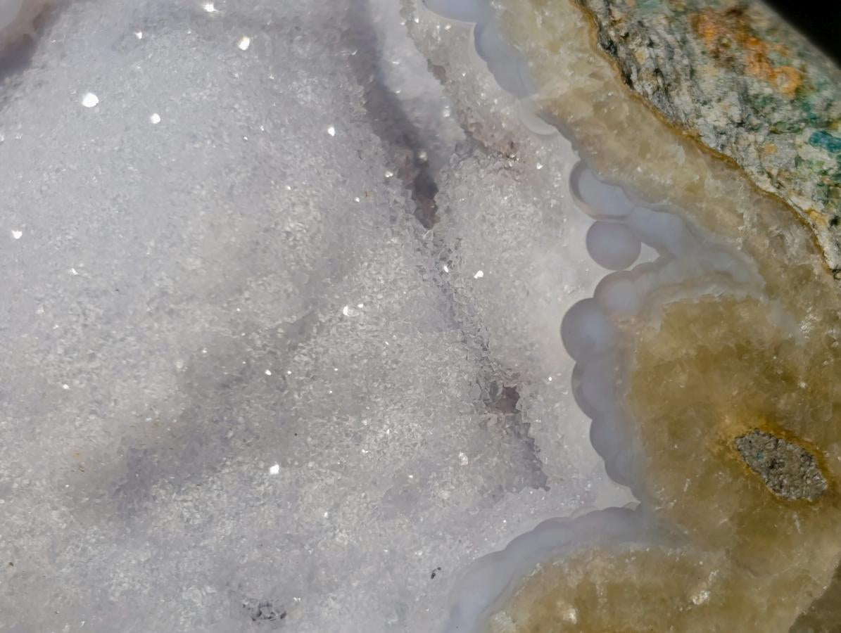Polished Blue Lace Agate Standing Display Pieces with Dogtooth Calcite x 2 From Nsanje, Malawi - Toprock Gemstones and Minerals 