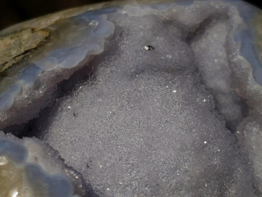 Polished Blue Lace Agate Standing Display Pieces with Dogtooth Calcite x 2 From Nsanje, Malawi - Toprock Gemstones and Minerals 