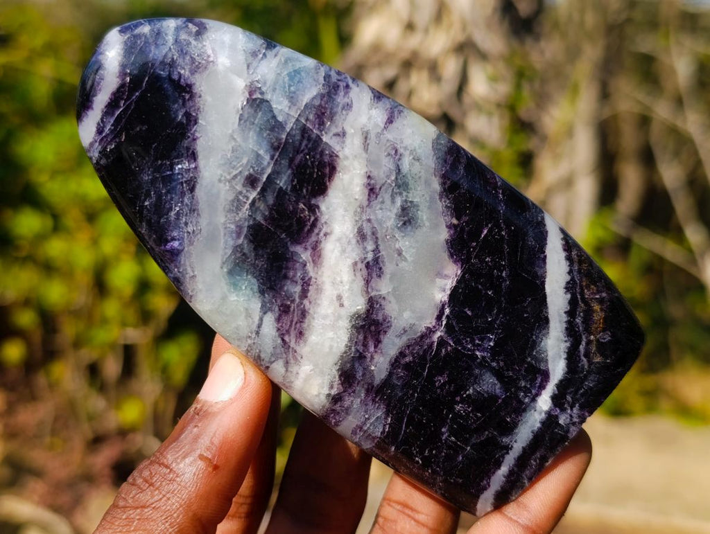 Polished Watermelon Fluorite Standing Display Pieces x 3 From Uis, Namibia - Toprock Gemstones and Minerals 