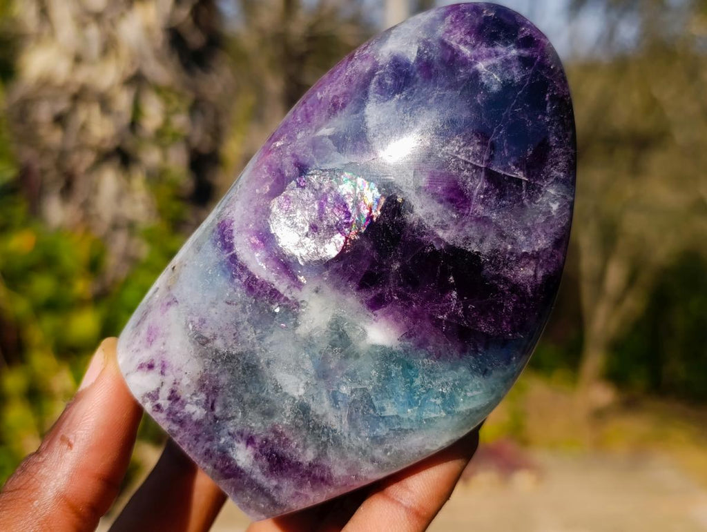 Polished Watermelon Fluorite Standing Display Pieces x 3 From Uis, Namibia - Toprock Gemstones and Minerals 