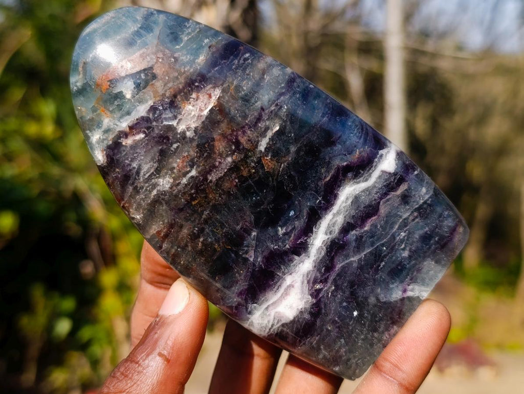 Polished Watermelon Fluorite Standing Display Pieces x 3 From Uis, Namibia - Toprock Gemstones and Minerals 