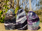 Polished Watermelon Fluorite Standing Display Pieces x 3 From Uis, Namibia - Toprock Gemstones and Minerals 