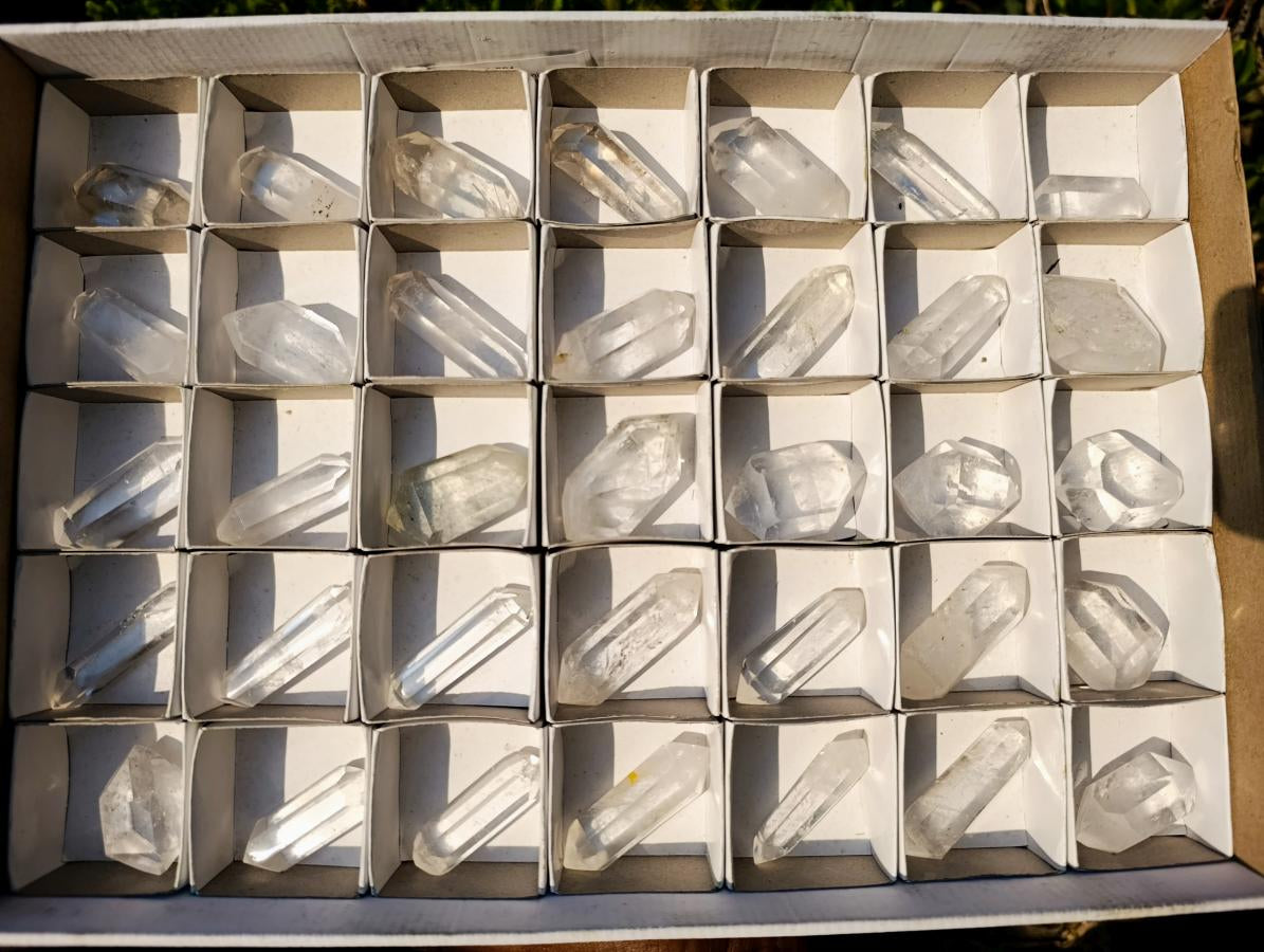 Polished Double Terminated Clear Quartz Crystals x 35 From Madagascar - Toprock Gemstones and Minerals 