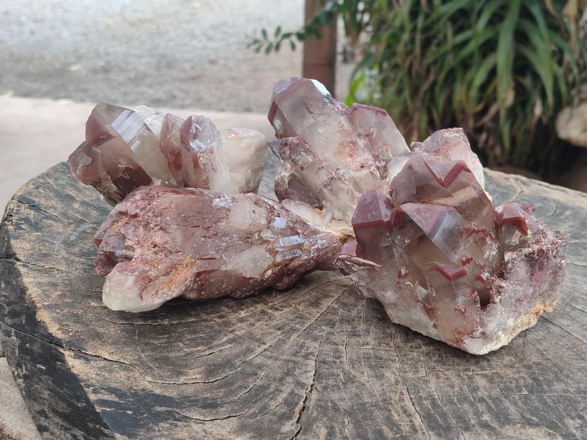 Natural Red Hematoid Quartz Crystals and Clusters x 4 From Karoi, Zimbabwe - Toprock Gemstones and Minerals 