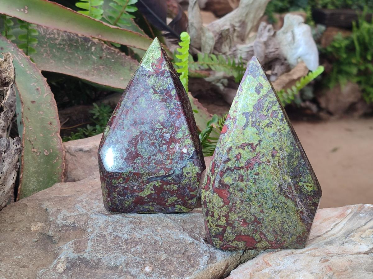 Polished Bastite Dragonsblood Stone Display Crystals x 2 From Tshipise, South Africa - Toprock Gemstones and Minerals 