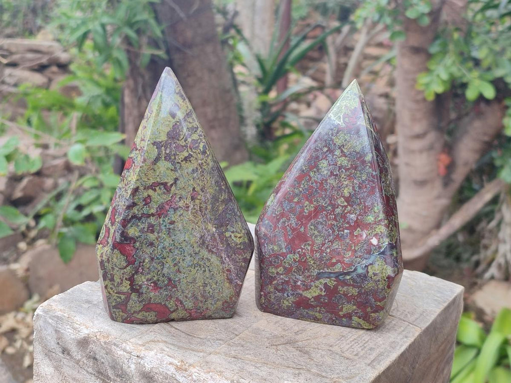 Polished Bastite Dragonsblood Stone Display Crystals x 2 From Tshipise, South Africa - Toprock Gemstones and Minerals 