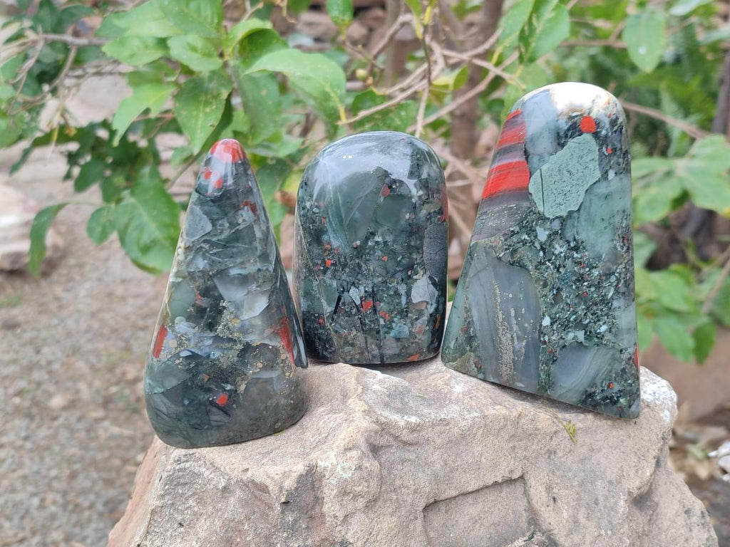 Polished Bloodstone Standing Display Pieces x 3 From Swaziland - Toprock Gemstones and Minerals 
