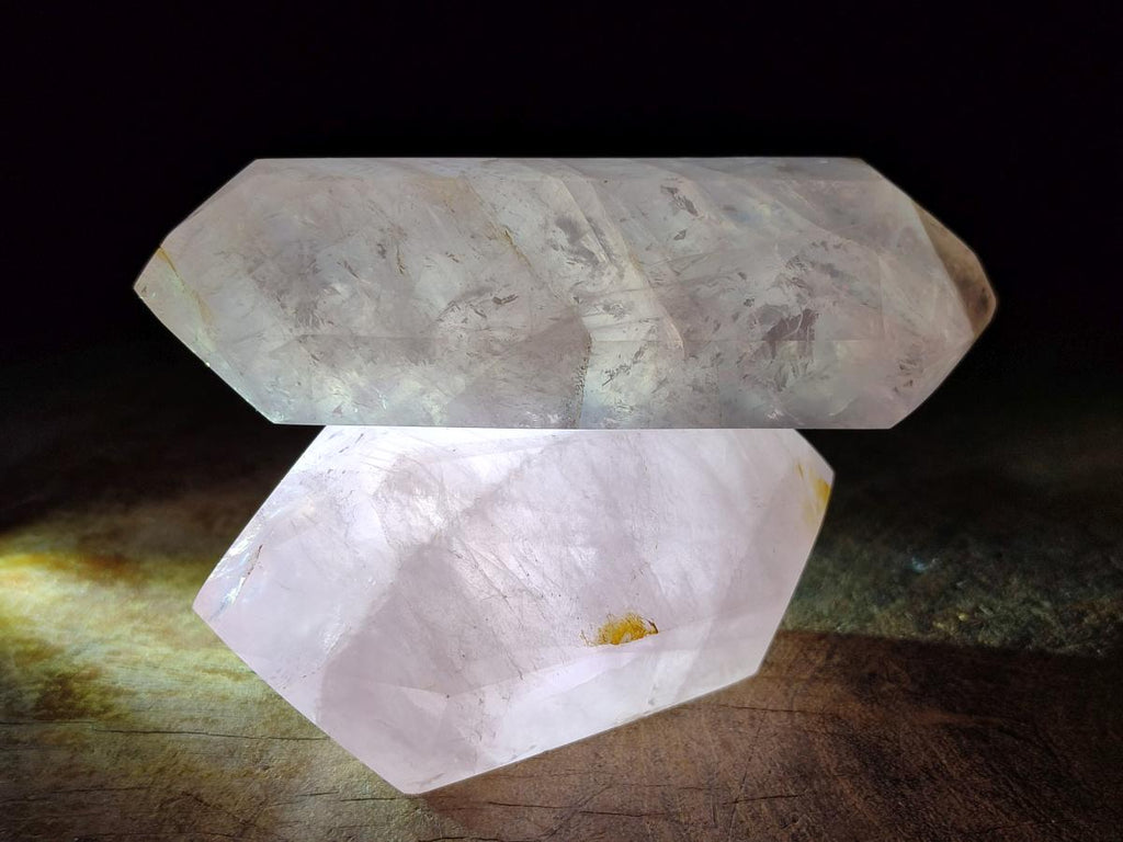 Polished Double Terminated Gemmy Rose Quartz Crystals x 6 From Madagascar - Toprock Gemstones and Minerals 