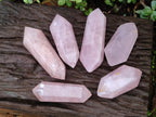 Polished Double Terminated Gemmy Rose Quartz Crystals x 6 From Madagascar - Toprock Gemstones and Minerals 