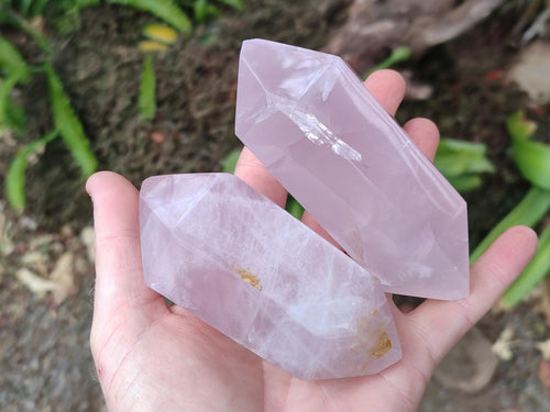 Polished Double Terminated Gemmy Rose Quartz Crystals x 6 From Madagascar - Toprock Gemstones and Minerals 