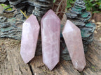 Polished Double Terminated Gemmy Rose Quartz Crystals x 6 From Madagascar - Toprock Gemstones and Minerals 