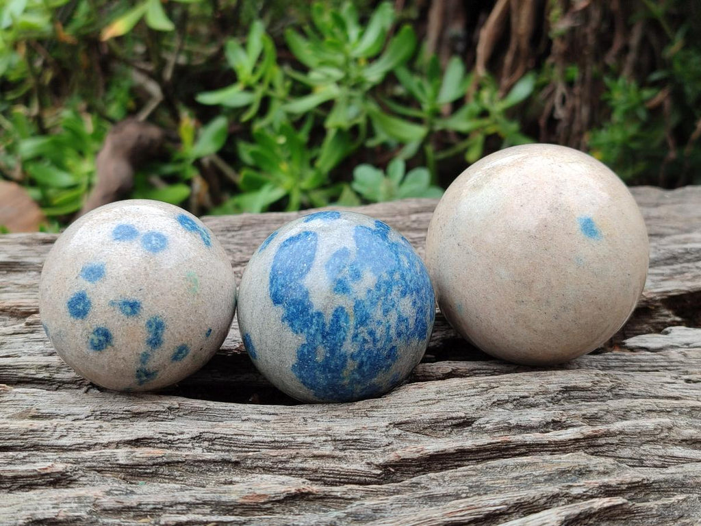 Polished Blue Spotted Spinel in Quartz Spheres x 6 From Madagascar - Toprock Gemstones and Minerals 