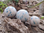 Polished Blue Spotted Spinel in Quartz Spheres x 6 From Madagascar - Toprock Gemstones and Minerals 