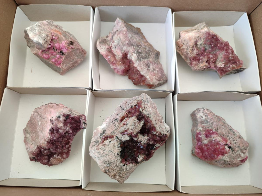 Natural Spherocobaltite Specimens x 6 From Musonoi Mine, Congo - Toprock Gemstones and Minerals 