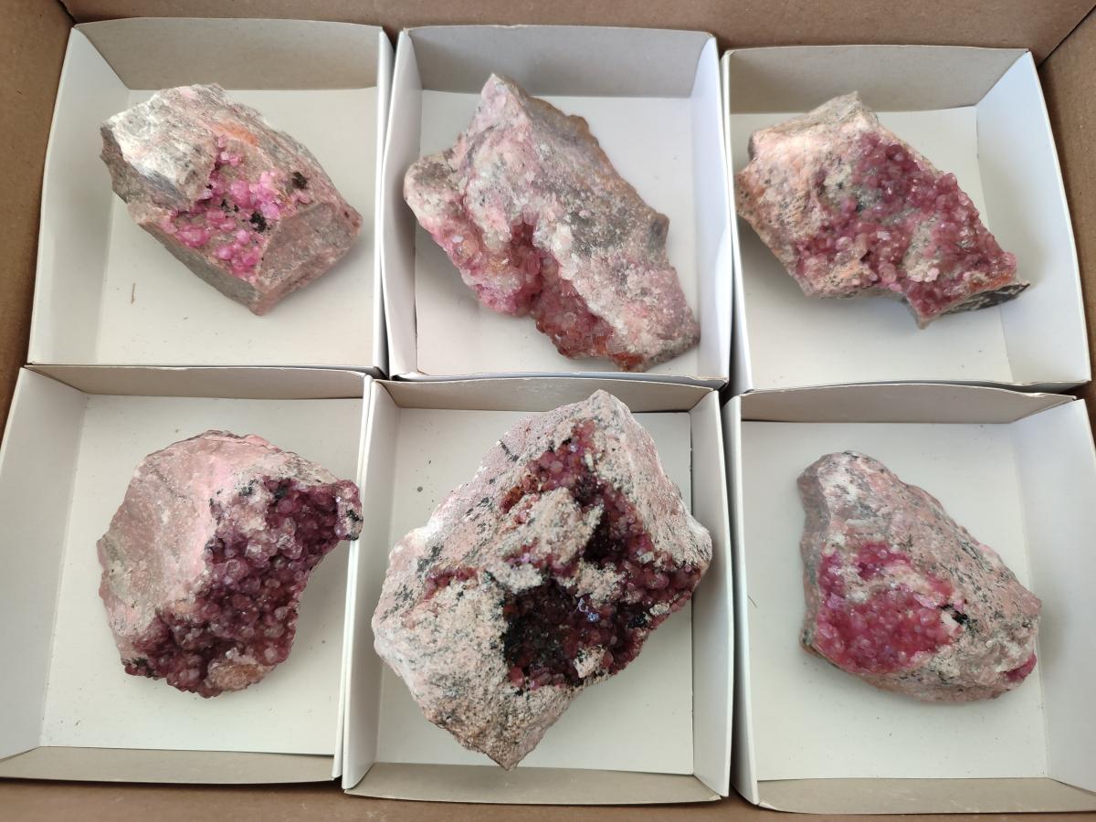 Natural Spherocobaltite Specimens x 6 From Musonoi Mine, Congo - Toprock Gemstones and Minerals 