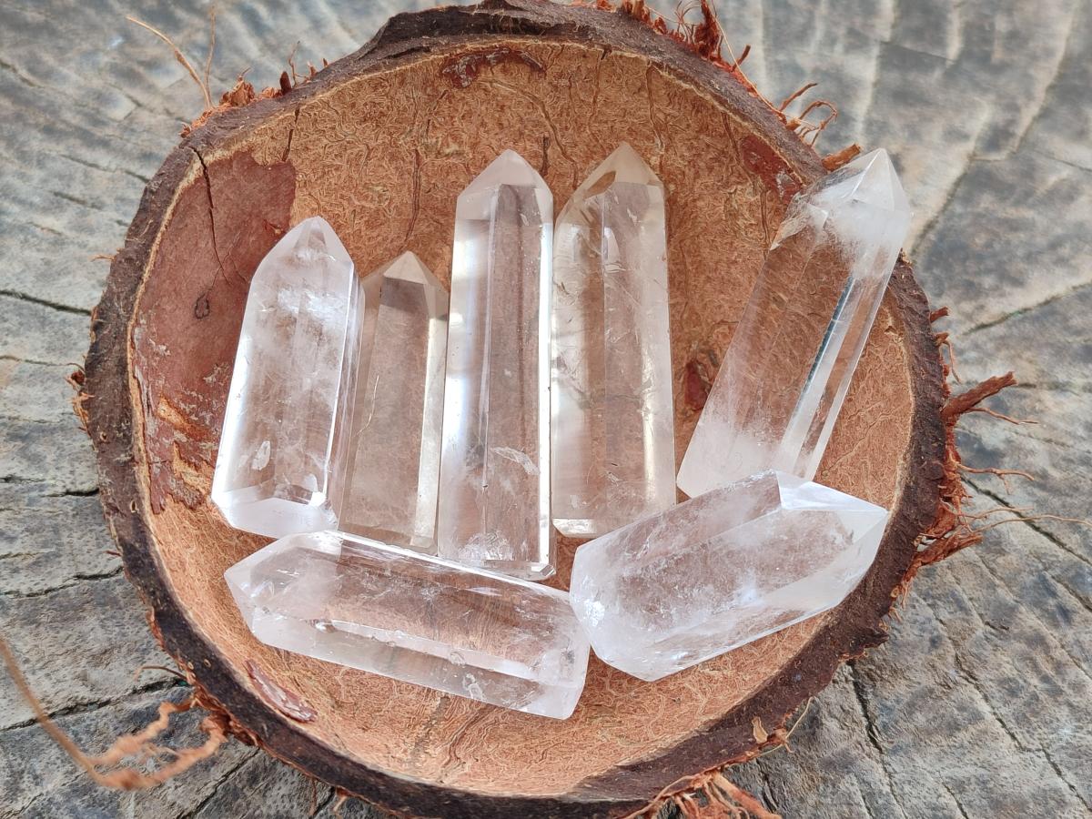 Polished Clear Quartz Pendant Crystals x 20 From Madagascar - Toprock Gemstones and Minerals 