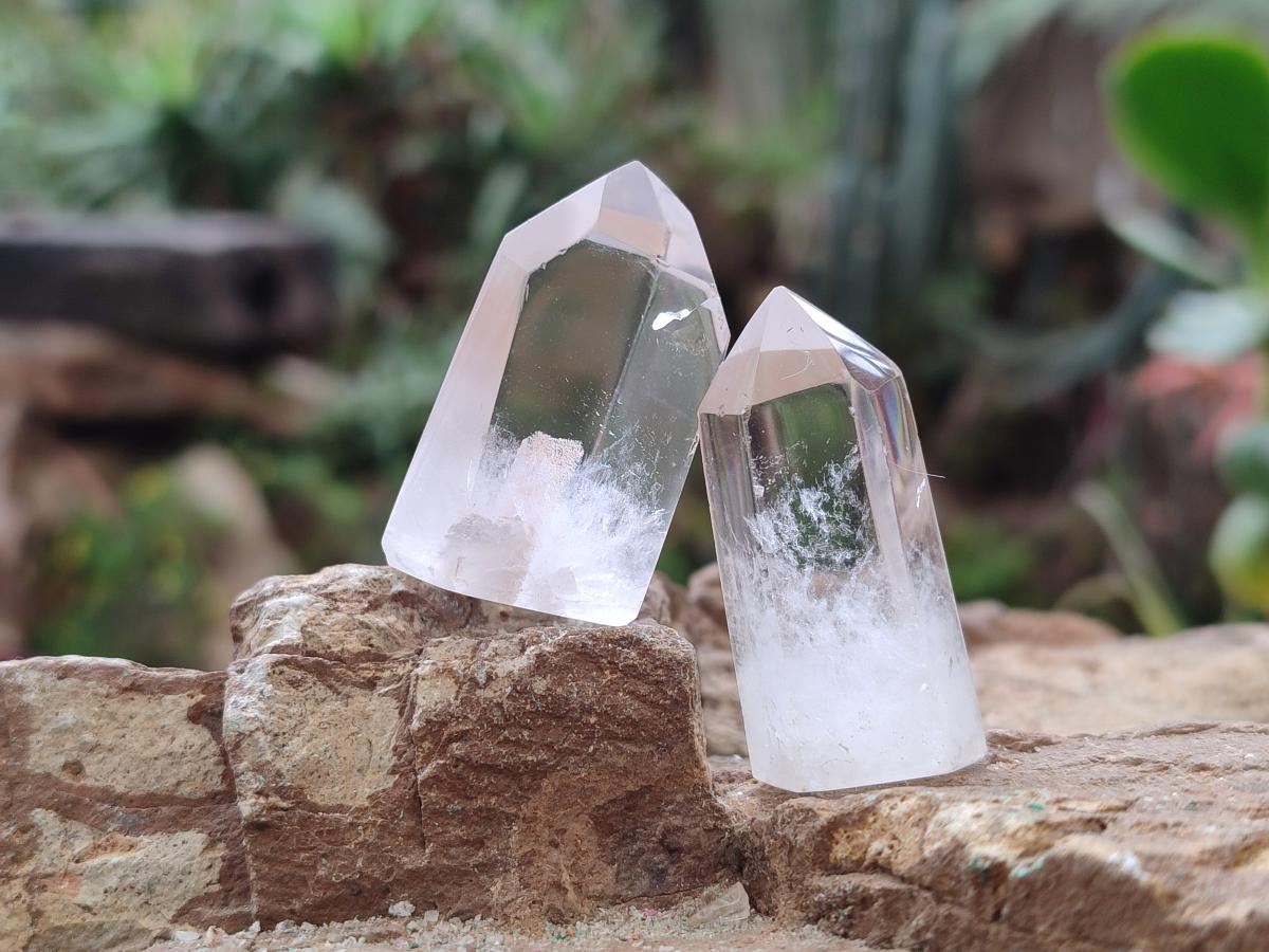 Polished Clear Quartz Pendant Crystals x 20 From Madagascar - Toprock Gemstones and Minerals 