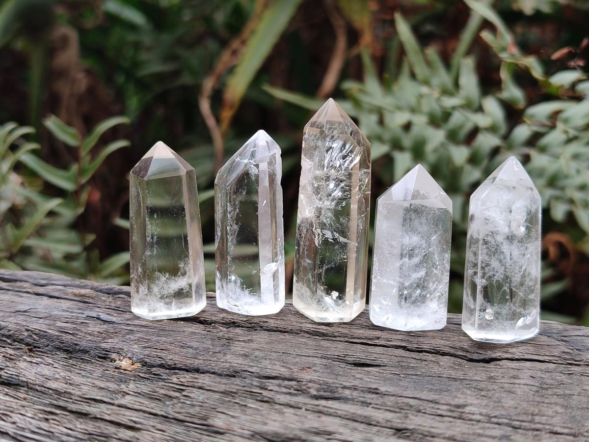 Polished Clear Quartz Pendant Crystals x 20 From Madagascar - Toprock Gemstones and Minerals 
