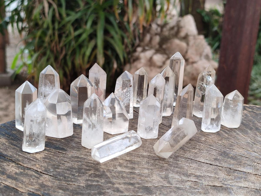 Polished Clear Quartz Pendant Crystals x 20 From Madagascar - Toprock Gemstones and Minerals 