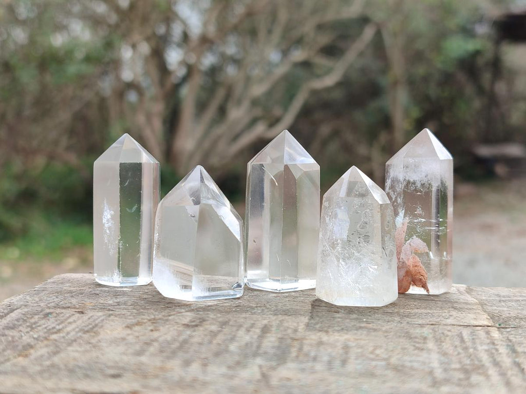Polished Clear Quartz Pendant Crystals x 20 From Madagascar - Toprock Gemstones and Minerals 