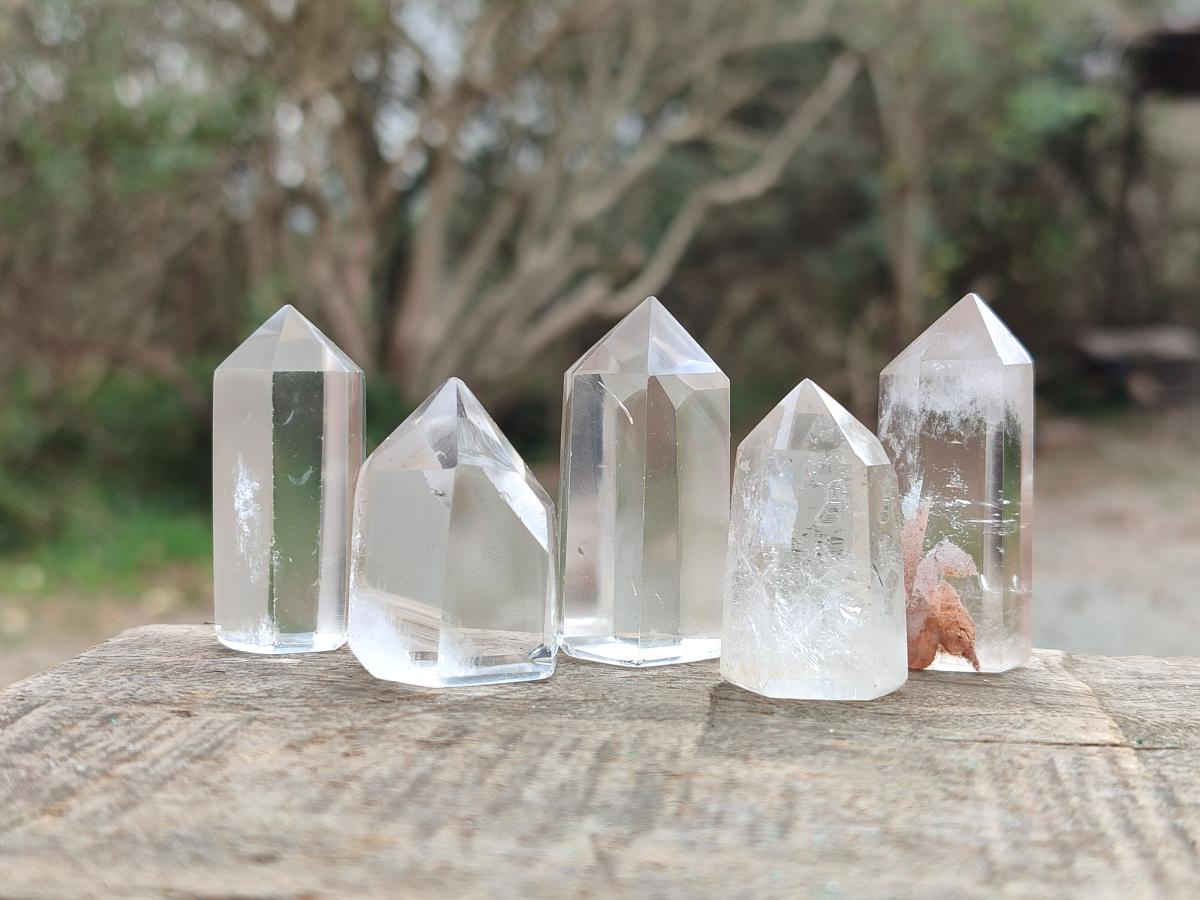Polished Clear Quartz Pendant Crystals x 20 From Madagascar - Toprock Gemstones and Minerals 