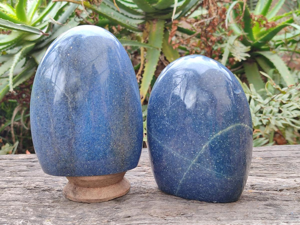 Polished Lazulite Standing Display Pieces x 2 From Madagascar - Toprock Gemstones and Minerals 