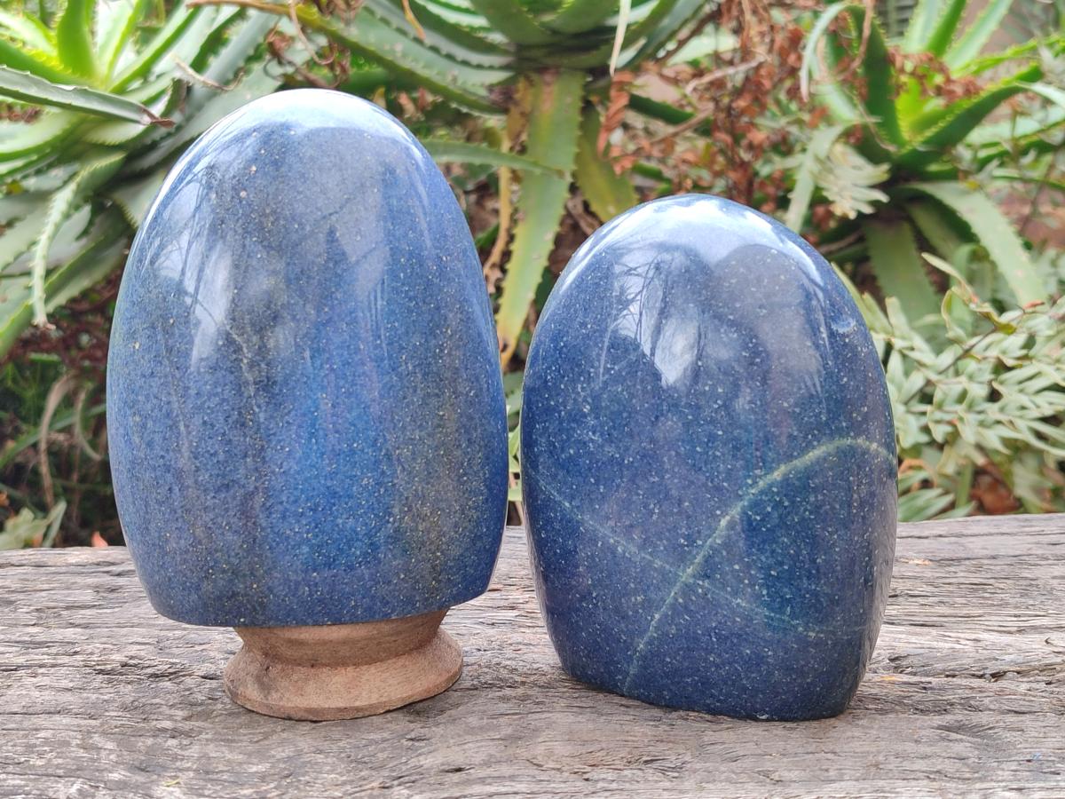 Polished Lazulite Standing Display Pieces x 2 From Madagascar - Toprock Gemstones and Minerals 