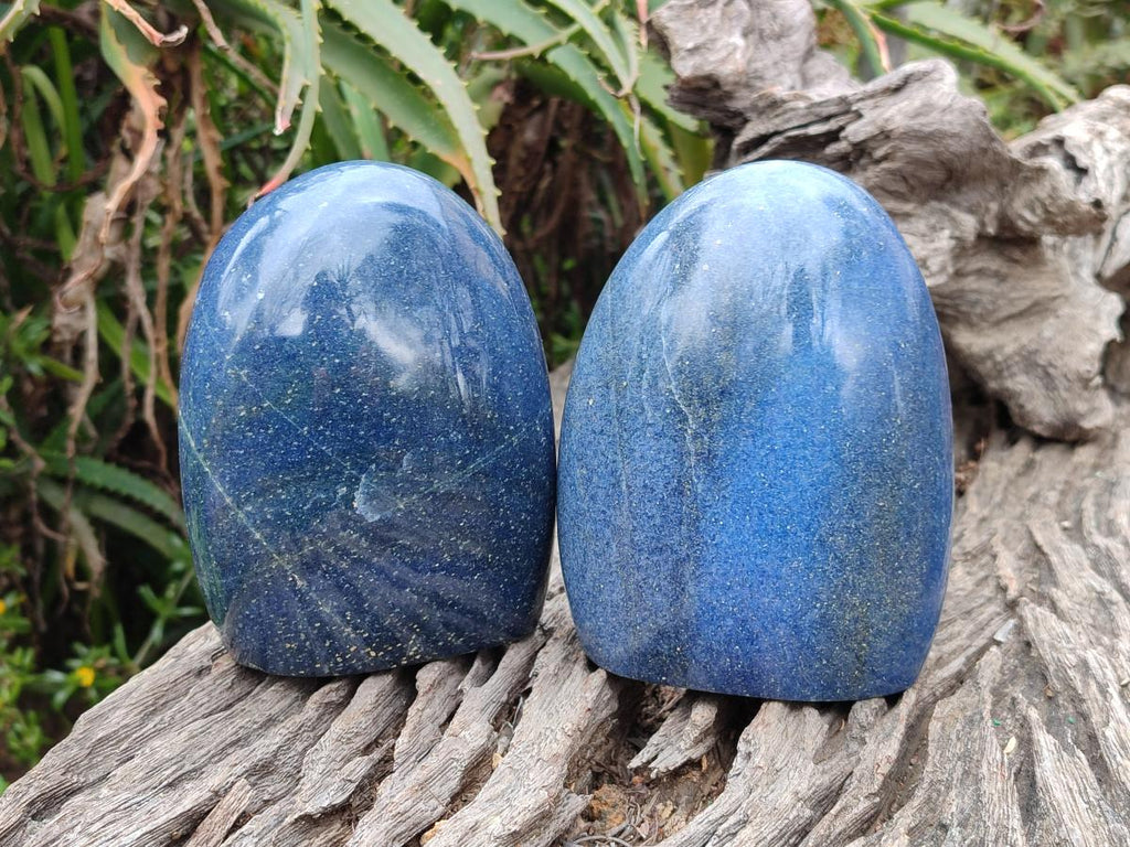 Polished Lazulite Standing Display Pieces x 2 From Madagascar - Toprock Gemstones and Minerals 