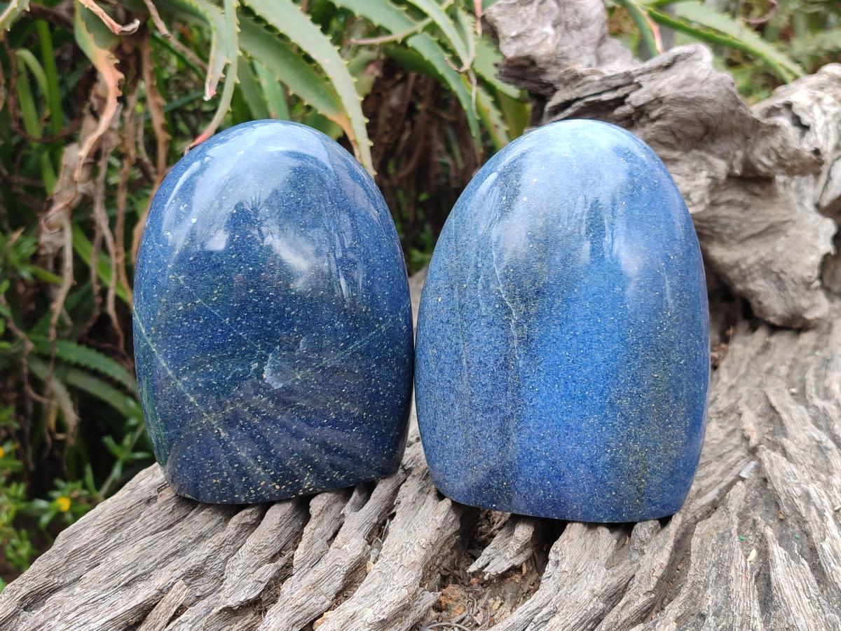 Polished Lazulite Standing Display Pieces x 2 From Madagascar - Toprock Gemstones and Minerals 