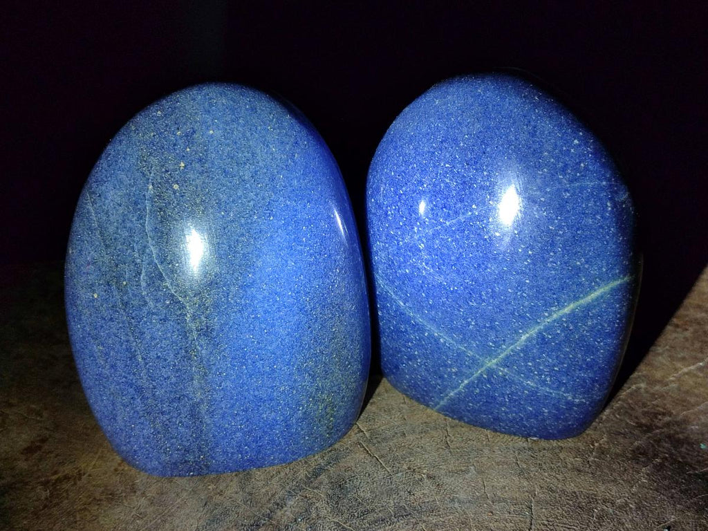 Polished Lazulite Standing Display Pieces x 2 From Madagascar - Toprock Gemstones and Minerals 