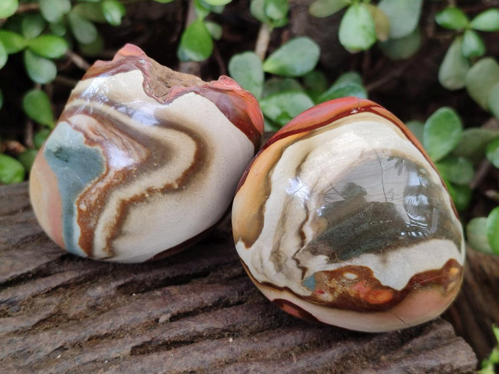 Polished on One Side Polychrome Jasper Nodules x 6 From Androka, Madagascar - Toprock Gemstones and Minerals 