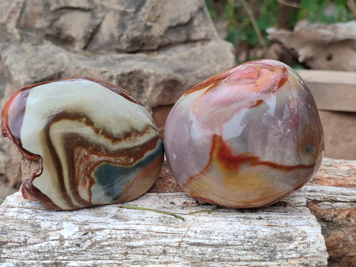 Polished on One Side Polychrome Jasper Nodules x 6 From Androka, Madagascar - Toprock Gemstones and Minerals 