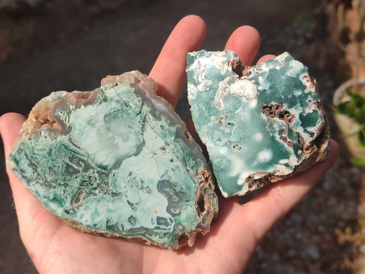 Polished One Side Great Dyke Mtorolite Chrysoprase Slices x 12 From Great Dyke Mountain Range, Zimbabwe - Toprock Gemstones and Minerals 