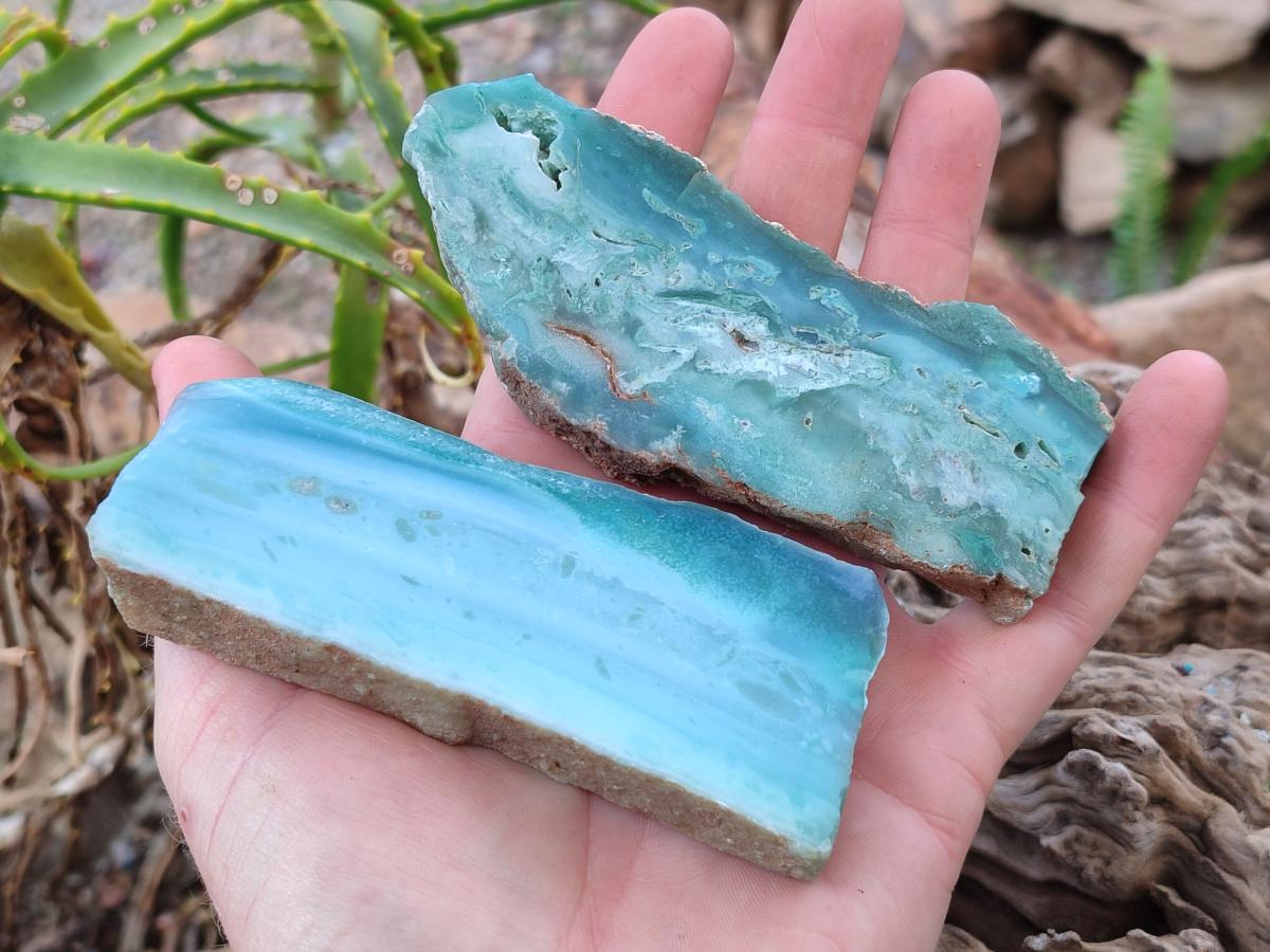 Polished One Side Great Dyke Mtorolite Chrysoprase Slices x 12 From Great Dyke Mountain Range, Zimbabwe - Toprock Gemstones and Minerals 