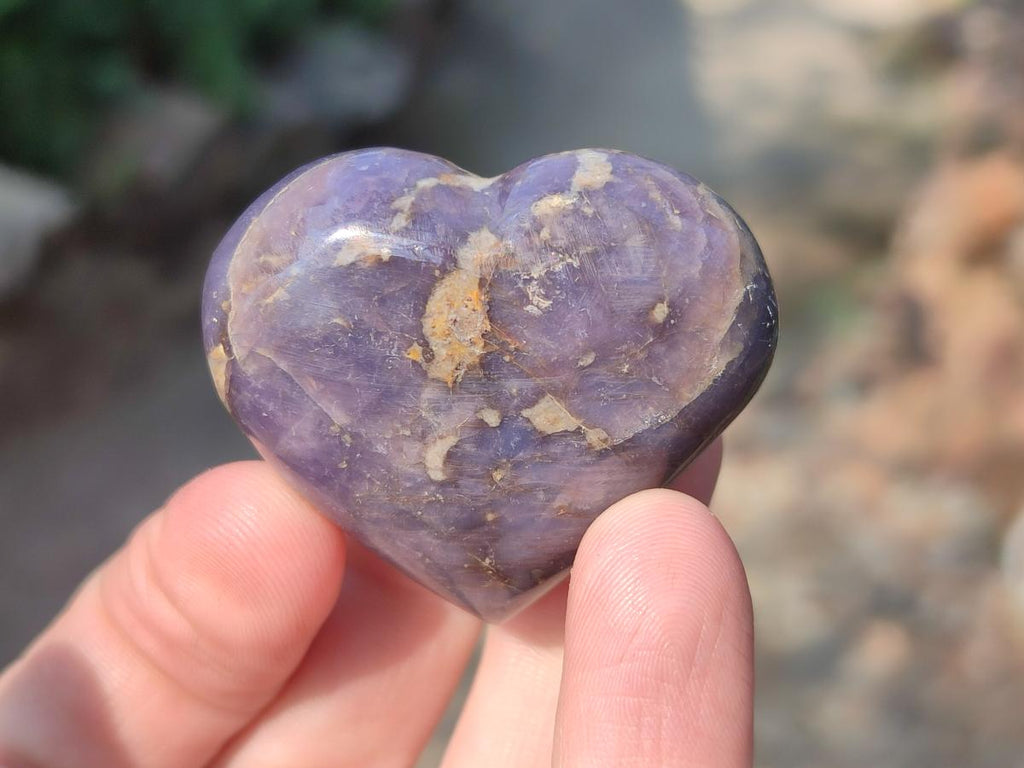 Polished Gemmy Purple Lavender Rose Quartz Hearts x 20 From Madagascar - Toprock Gemstones and Minerals 