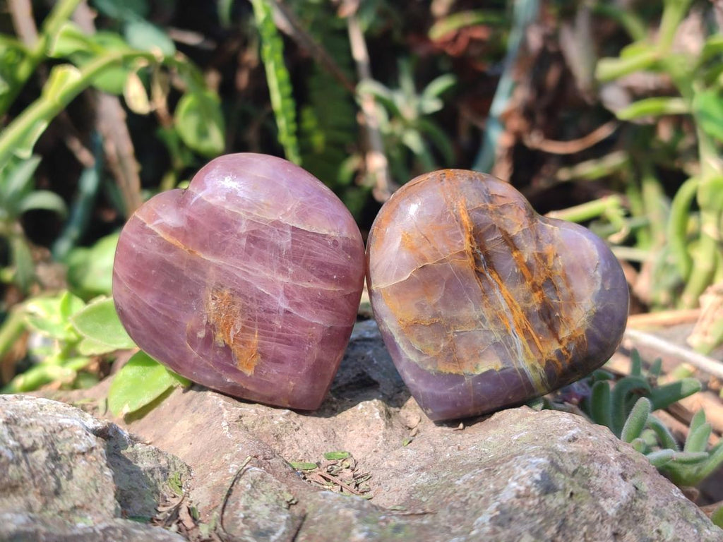 Polished Gemmy Purple Lavender Rose Quartz Hearts x 20 From Madagascar - Toprock Gemstones and Minerals 
