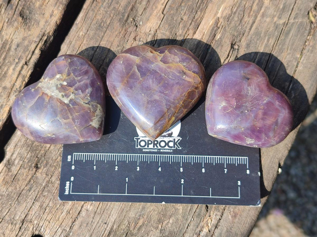 Polished Gemmy Purple Lavender Rose Quartz Hearts x 20 From Madagascar - Toprock Gemstones and Minerals 