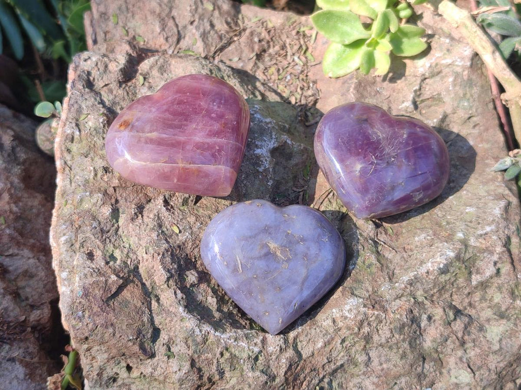 Polished Gemmy Purple Lavender Rose Quartz Hearts x 20 From Madagascar - Toprock Gemstones and Minerals 
