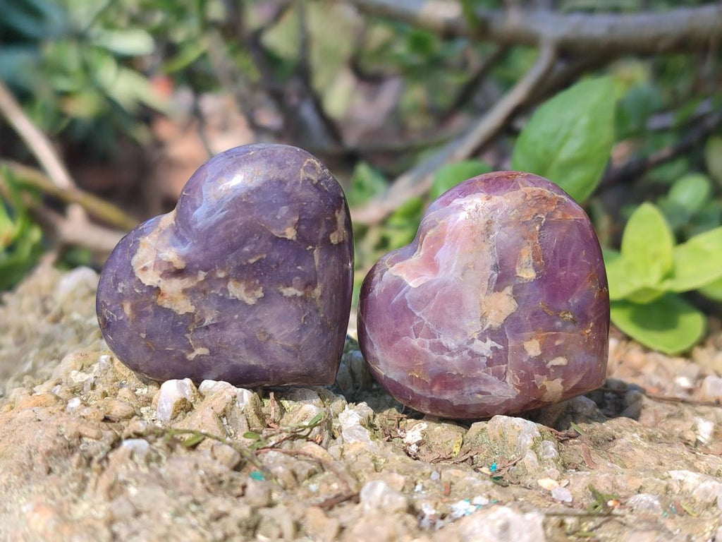 Polished Gemmy Purple Lavender Rose Quartz Hearts x 20 From Madagascar - Toprock Gemstones and Minerals 