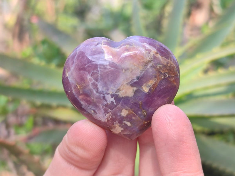 Polished Gemmy Purple Lavender Rose Quartz Hearts x 20 From Madagascar - Toprock Gemstones and Minerals 